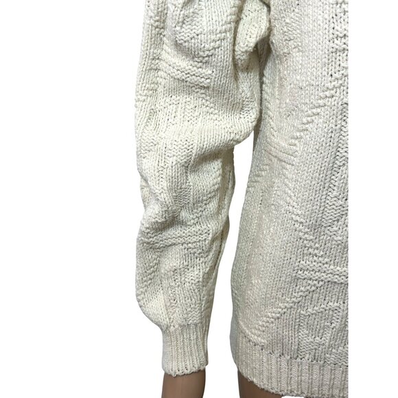 Body Equip Men’s Sweater Vtg M Cream Textured Geometric Pattern Pullover USA - Picture 13 of 16